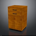 Modern Orange Textured Cabinet With Two Drawers Two Doors And Black Handles