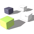 Geometric Multicolored Cubes In Purple White Light Green And Light Blue