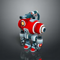 Red and White Mechanical Dog Robot Game Movie Character With Jointed Limbs And Sensor Eyes
