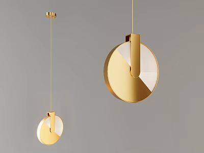 Modern Golden Circular Chandelier With Hanging Design And Sleek Metallic Finish 3d model