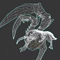Mythical Monster With Open Mouth Sharp Fangs Extended Tongue And Red Skin