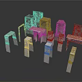 Detailed Ancient Stone Architectural Models Featuring Columns Arches And Platforms