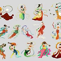 Traditional Dunhuang Feitian Fairy Wall Decor With Colorful Ribbons And Elegant Figures