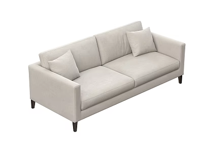 Light Colored Modern Fabric Two Seater Sofa With Two Cushions And Dark Legs 3d model