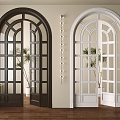 French American Style Door Glass Door Swing Door Wooden Door Double Door 3d model