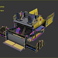 Yellow Tracked Construction Machine With Operating Cab And Crawler Tracks 3d model