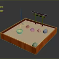 Japanese Zen Garden With Orange Wooden Frame Sand Raked Patterns Stones And Red Torii Gate