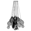 Modern Artistic Chandelier With Multiple Hanging Spherical Elements For Interior Design 3d model