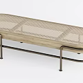 Durable Modern Oval Ottoman With Woven Surface And Curved Metal Frame Design