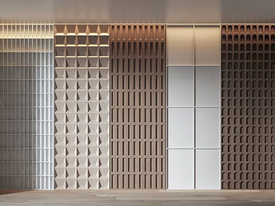 Stylish Wall Panels with Diverse Geometric Patterns and Textures for Interior Design 3d model