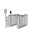 Modern Security Access Control Turnstile With Glass Panels And Metal Frame