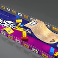 Colorful Amusement Equipment With Skateboard Ramp Barrels Safety Fencing And Logo Design
