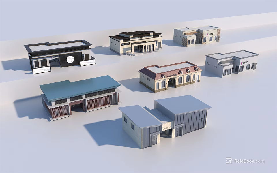 Small Building Models With Various Architectural Styles And Different Roof Designs 3d model 