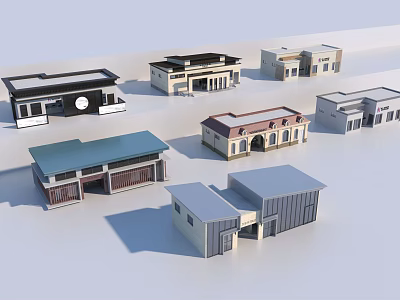 Small Building Models With Various Architectural Styles And Different Roof Designs 3d model