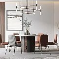 Light Luxury Dining Table and Chair Combination 3d model