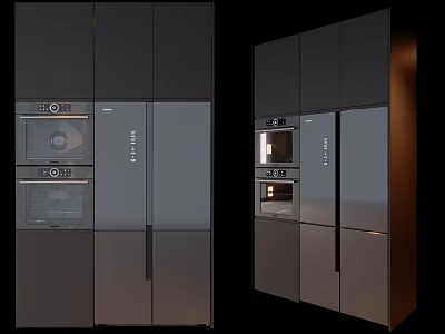 Modern Kitchen Interior With Sleek Dark Cabinets And Built in Appliances 3d model