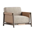 Modern Single Sofa With Light Gray Fabric And Wooden Frame Design