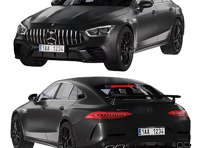 Black Mercedes AMG Sports Car With Sporty Design And Front Rear View 3d model