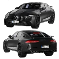 Black Mercedes AMG Sports Car With Sporty Design And Front Rear View