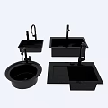 Black Bathroom Sinks With Various Shapes Round Square And Rectangular Designs 3d model