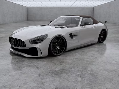 White Mercedes AMG Convertible Sports Car With Sleek Aerodynamic Design And Black Alloy Wheels 3d model