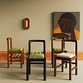 Contemporary Dining Chairs With Green White Cushions Wooden Black Frames In Interior Decor