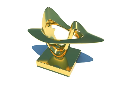 Modern Gold Abstract Decorative Ornament Set With Square Base And Blue Accents 3d model
