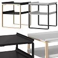 Modern Minimalist Side Table With Wooden Metal Frame And Black White Color Design
