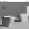 White Toilets Featuring Two Different Designs Tankless And With Tank And Button Panel 3d model