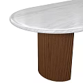 Oval Dining Table With Light Colored Smooth Top And Dark Brown Ribbed Legs Design