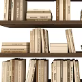 Stacked Books and Magazines Collection Neatly Organized on Wooden Shelf