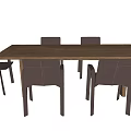 Modern Wooden Dining Table Set With Black And Brown Leather Chairs