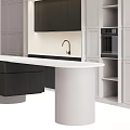 Modern Kitchen Featuring Gray And Dark Brown Cabinets With White Countertop Island