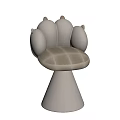 Unique Claw Shaped Single Chair With Beige Frame And Brown Fabric Seat