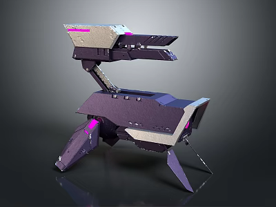Futuristic Mechanical Robot Structure With Purple Pink Lights And Sci Fi Design 3d model