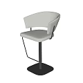 Modern Bar Stool With Armrest Light Fabric Upholstery And Black Metal Frame