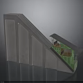 Train Railway Slope Structure With Gray Concrete And Green Cabin Design