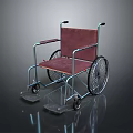 Standard Wheelchair With Metal Frame Red Seat Backrest And Large Wheels