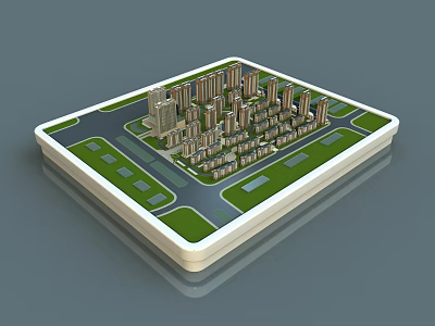 Commercial Urban Planning Display Model Equipment Featuring Building Roads and Green Areas 3d model