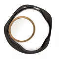Modern Decorative Mirror With Black Outer Frame And Gold Inner Ring For Stylish Home Interior