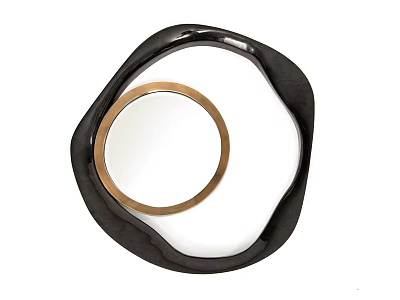 Modern Decorative Mirror With Black Outer Frame And Gold Inner Ring For Stylish Home Interior 3d model
