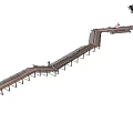 Elevated Wooden Boardwalk With Curved Path Design And Pedestrian Support Structures 3d model