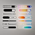 Colorful And Monochrome Line Design Elements With Progress Bars Sliders Rulers And Percentage Markers