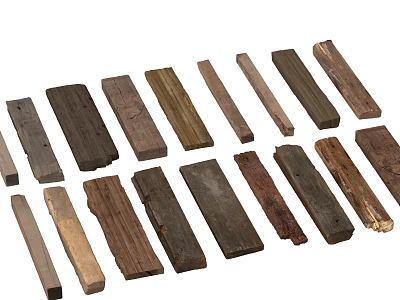 Stone and Wood Various Natural Wooden Planks with Different Colors and Sizes 3d model