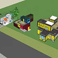 Colorful Container Modular Homestay Building with Modern Design Greenery and Outdoor Area