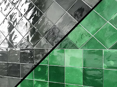 Green And Gray Glazed Tiles Pattern On Modern Interior Wall Design 3d model