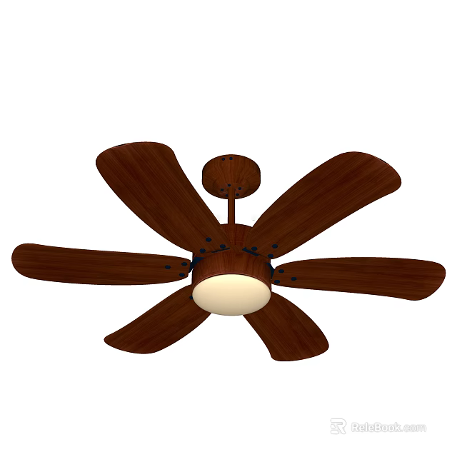 Modern Ceiling Fan With Wooden Blades And Built in Light For Home Decoration 3d model 