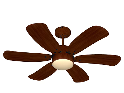 Modern Ceiling Fan With Wooden Blades And Built in Light For Home Decoration 3d model