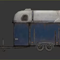 Old Style Blue White Trailer With Two Wheels For Transport Use 3d model