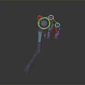 Unique Decorative Axe Weapon With Wooden Handle Clocks And Purple Feathers